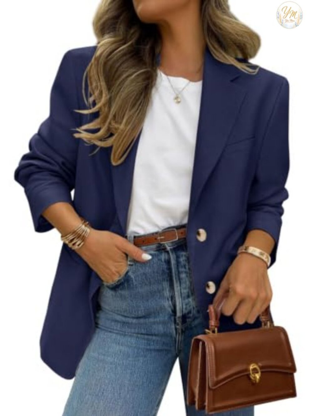 Business Casual Blazer for Women Notch Lapel Open Front Long Sleeve Suit Jacket